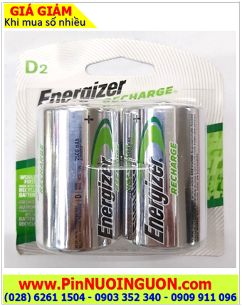 Energizer NH50B-P2; Pin sạc D 1.2v Energizer NH50-BP2 HR20 (NiMh D2500mAh 1.2v) _Liên doanh _Vỉ 2viên